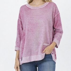 Pink Acid  Burnout Wash Crewneck  Sweater / Sweatshirt